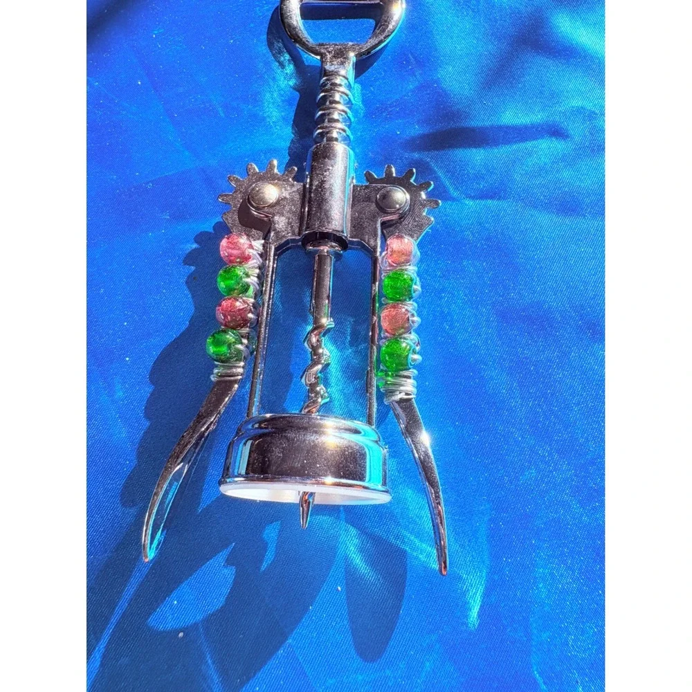 Wine‎ Accessory Gift Set Beaded Corkscrew Glass Grape Stopper and Coaster